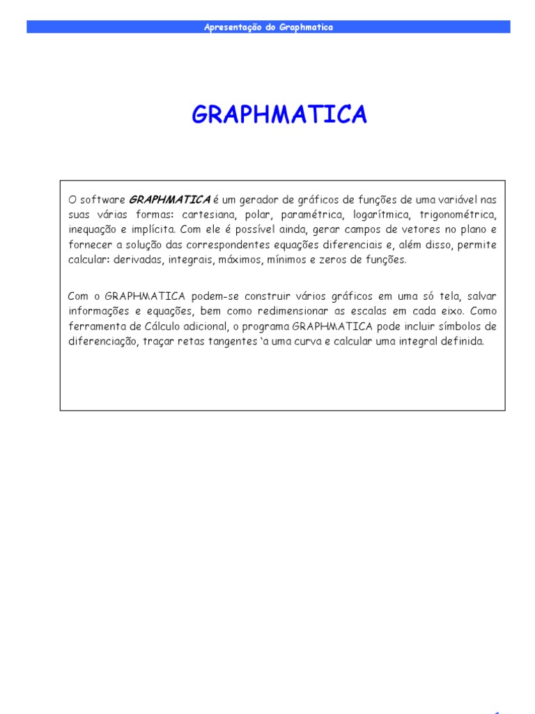 Apresentação do Software Graphmatica | PDF