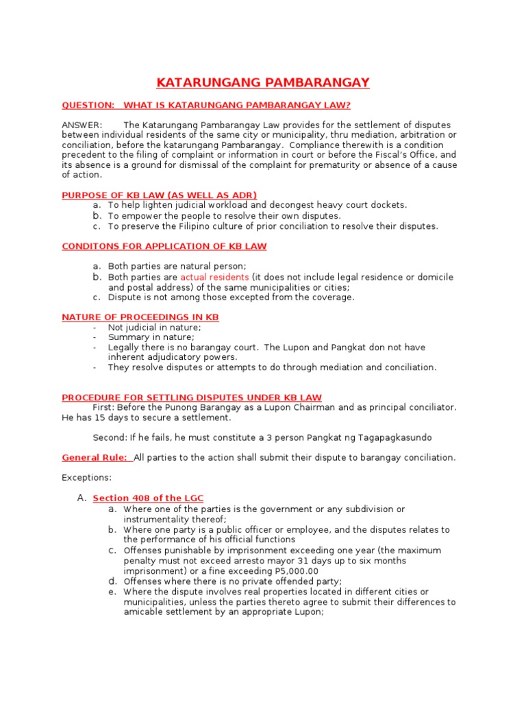 Katarungang Pambarangay | PDF | Mediation | Alternative Dispute Resolution