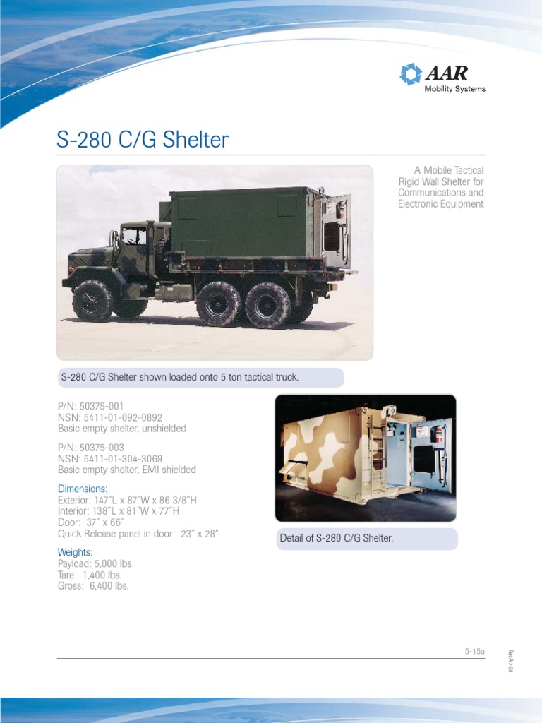 S-280 Mobile Tactical Shelter Overview | PDF | Door | Cargo