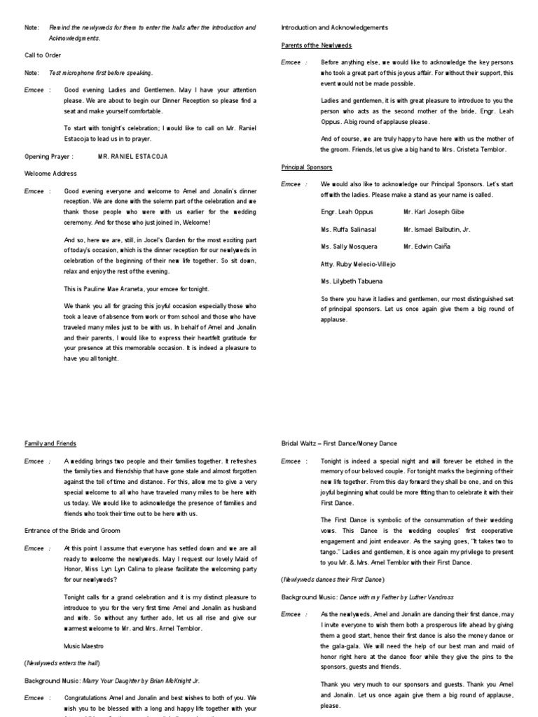 Wedding Reception Script Groomsman Wedding