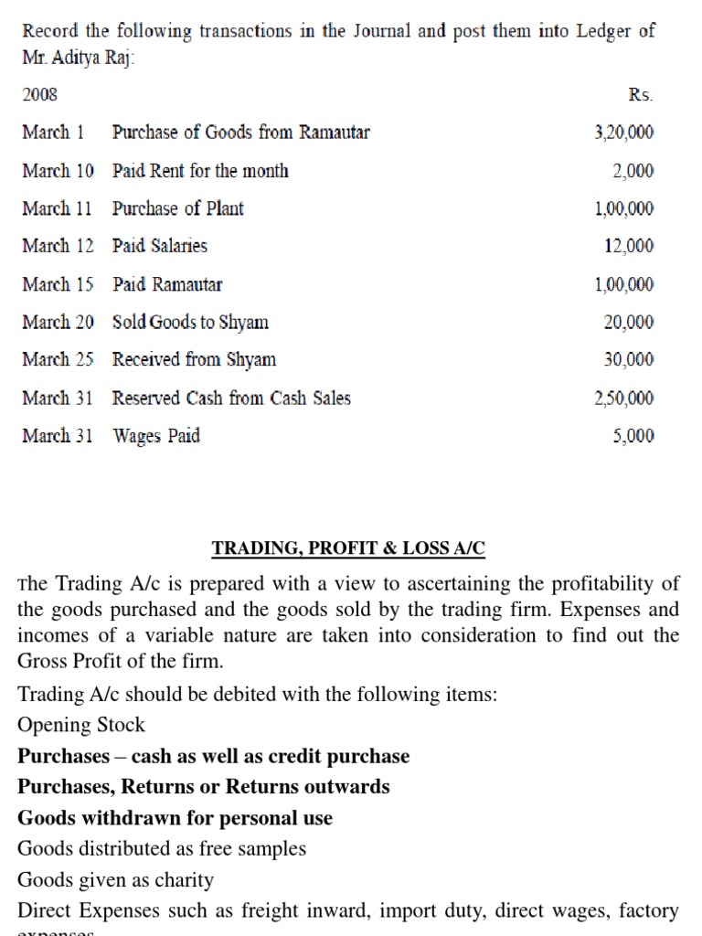 2. Prep Trading ProfitAndLossAc Balance Sheet Debits And Credits