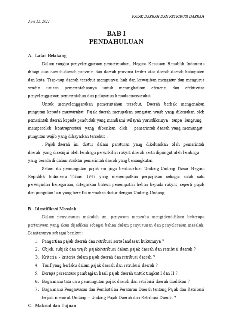 Contoh Makalah Pajak Daerah Dan Retribusi Daerah