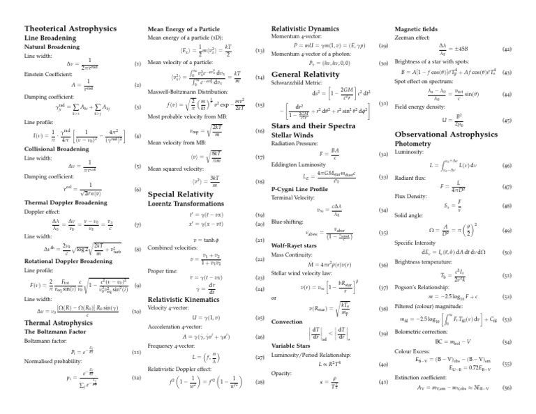 Cheat Sheet | PDF | Apparent Magnitude | Stars