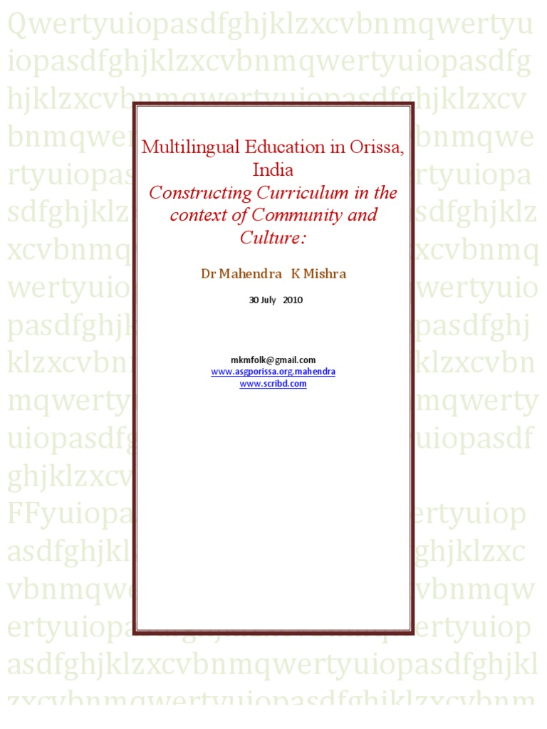 Multilingual Education in Orissa Community, Culture and Curriculum ...