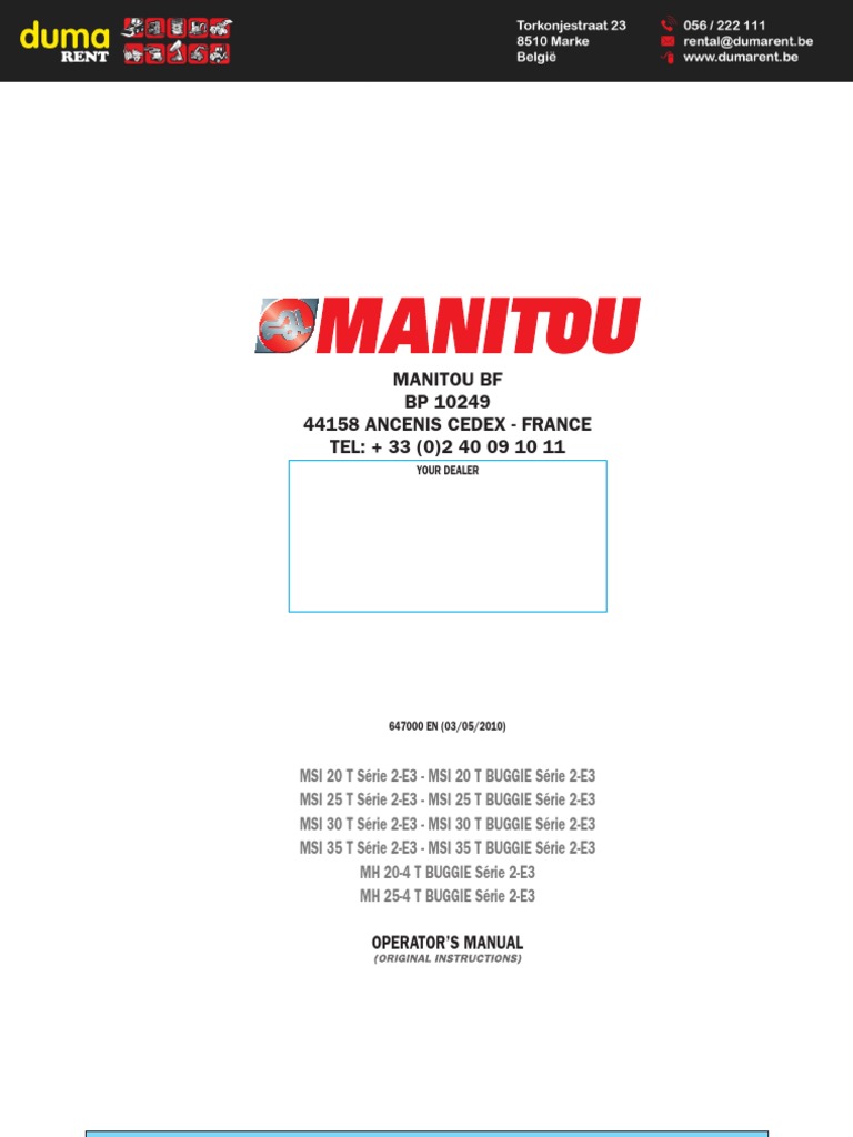 Dumarent-manUSM Manitou MSI25 - MSI 30 - En (1) | Elevator | Trailer  (Vehicle)