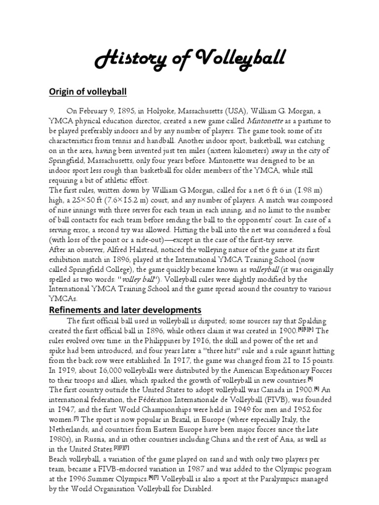 History of Volleyball Volleyball Games Of Physical Skill