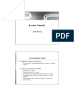 Lecture Notes (1) : - Definition of Financial Econometrics
