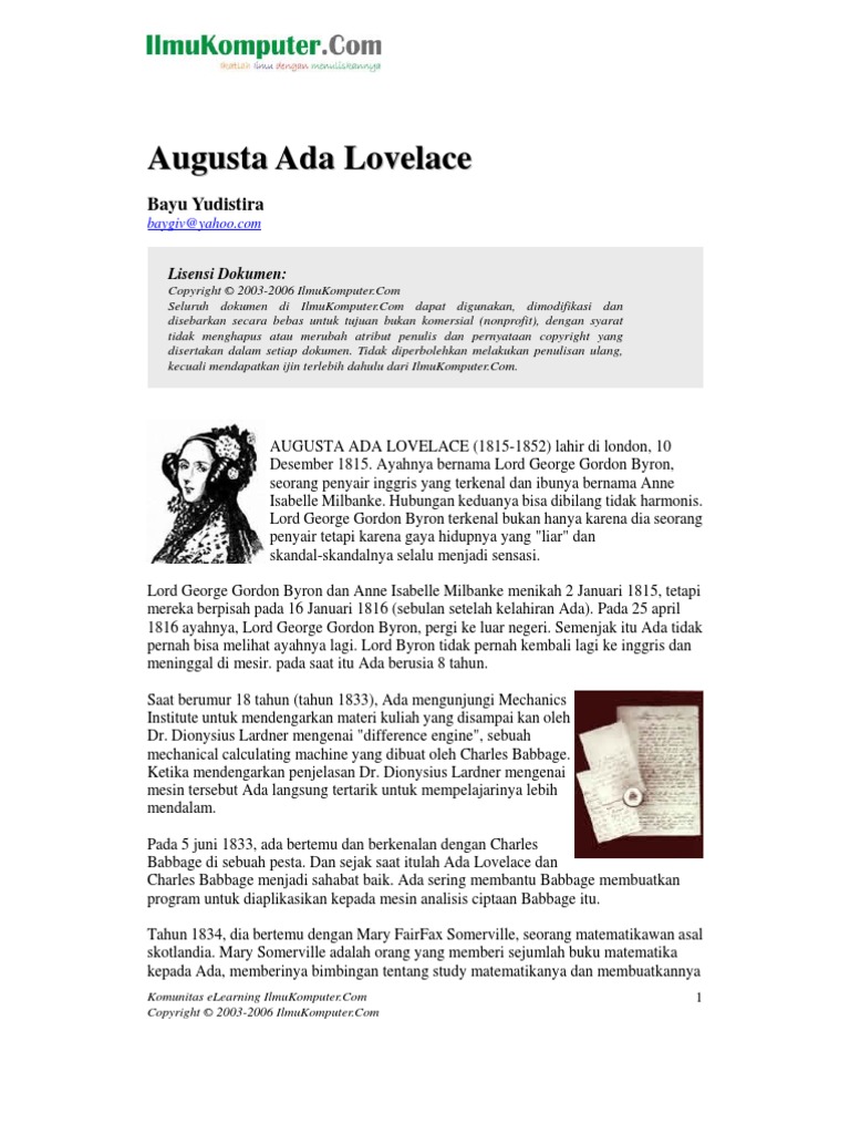 Augusta Ada Lovelace | PDF