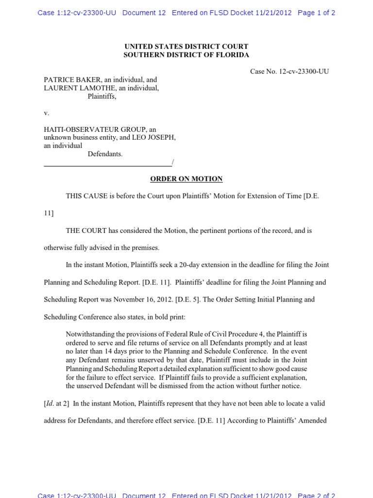 Court Denies Extension for Service Deadline | PDF | Complaint | Judiciaries