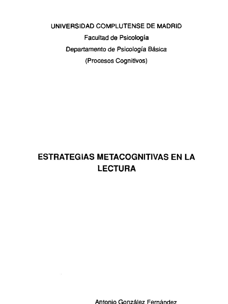 Estrategias Metacognitivas de Lectura | PDF | Lectura (proceso) | Palabra