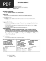 Characterization Lesson Plan