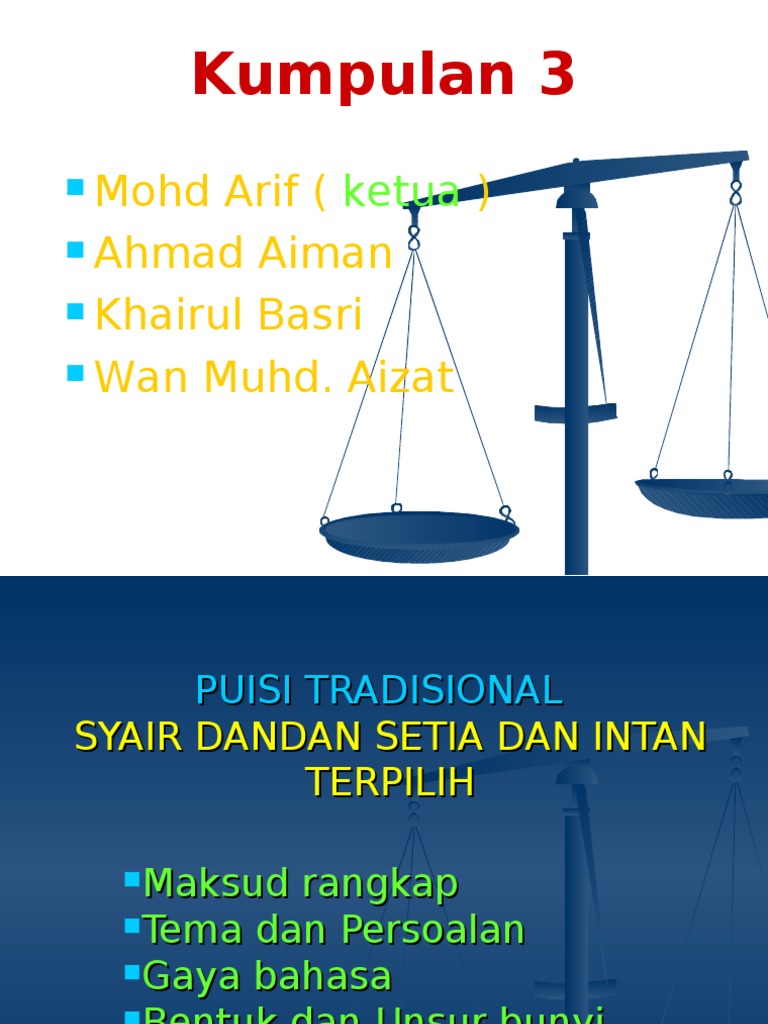 Puisi Tradisional Syair Dandan Setia Dan Intan Terpilih