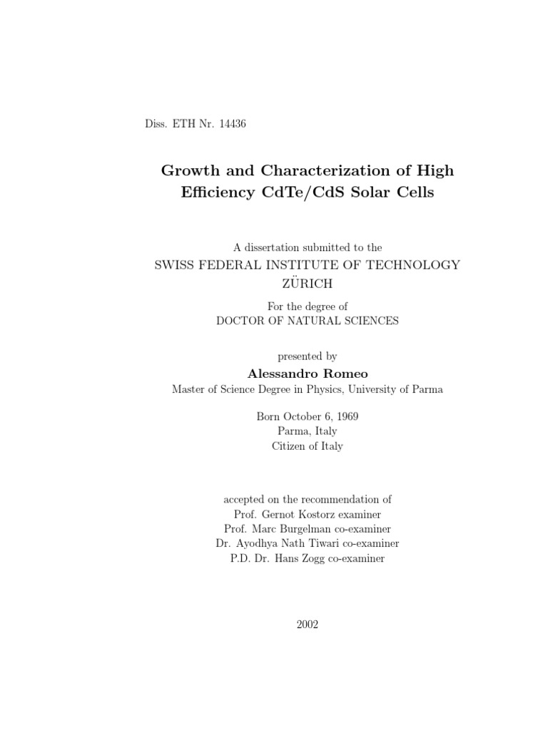 High Efficiency CdTe/CdS Solar Cells | PDF | Solar Cell | Band Gap