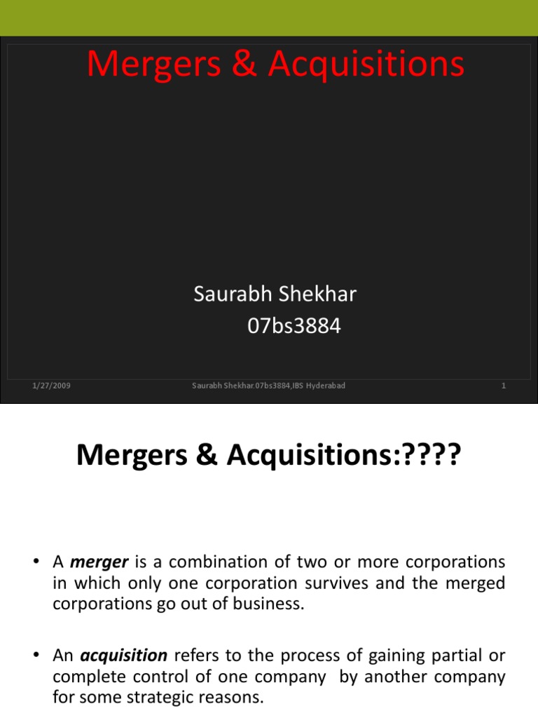 Mergers & Acquisitions: Business Strategy | PDF | Mergers And ...