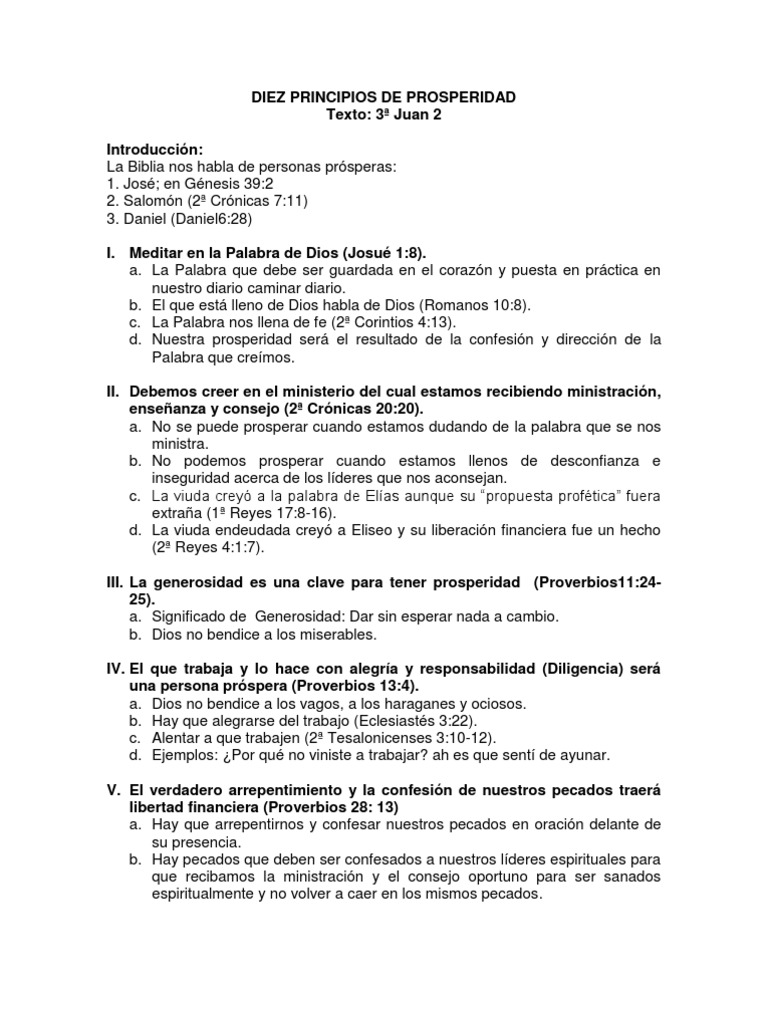 Diez Principios de Prosperidad Bíblica | PDF | Libro de Deuteronomio ...