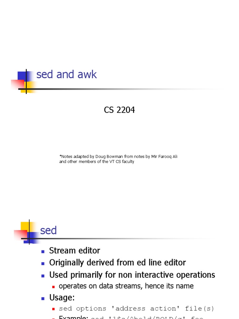 sed and awk: Stream Editing Basics | PDF | Computer Programming ...