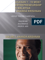 Assignment 2: 10 Most Richest Entrepreneurship in Malaysia Tan Sri T Ananda Krishnan