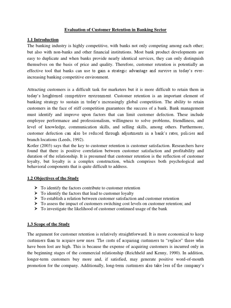 Proposal On Customer Retention In Banks Employee Retention