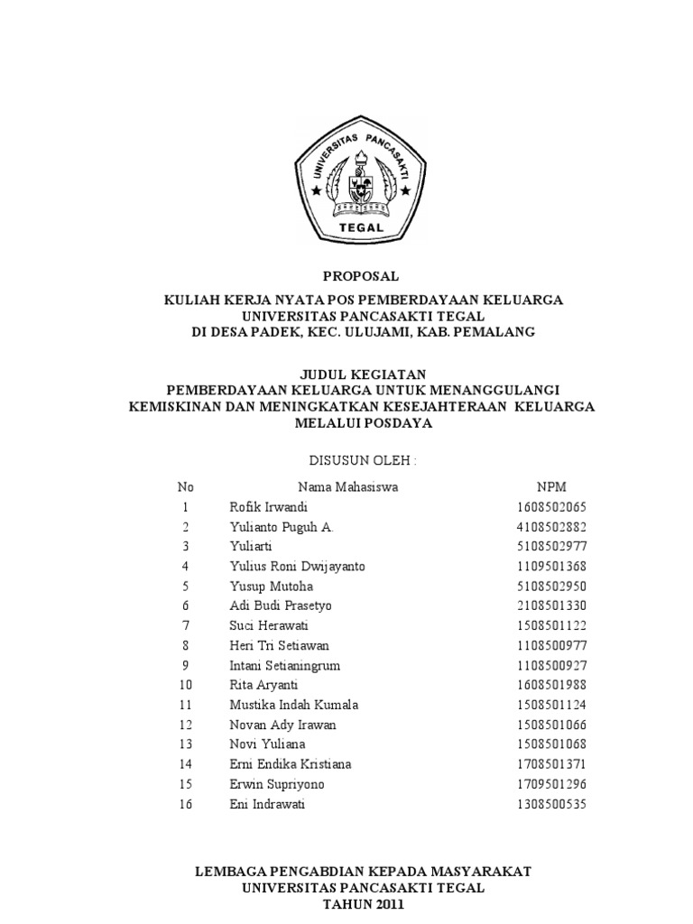 Contoh Proposal KKN Posdaya PDF