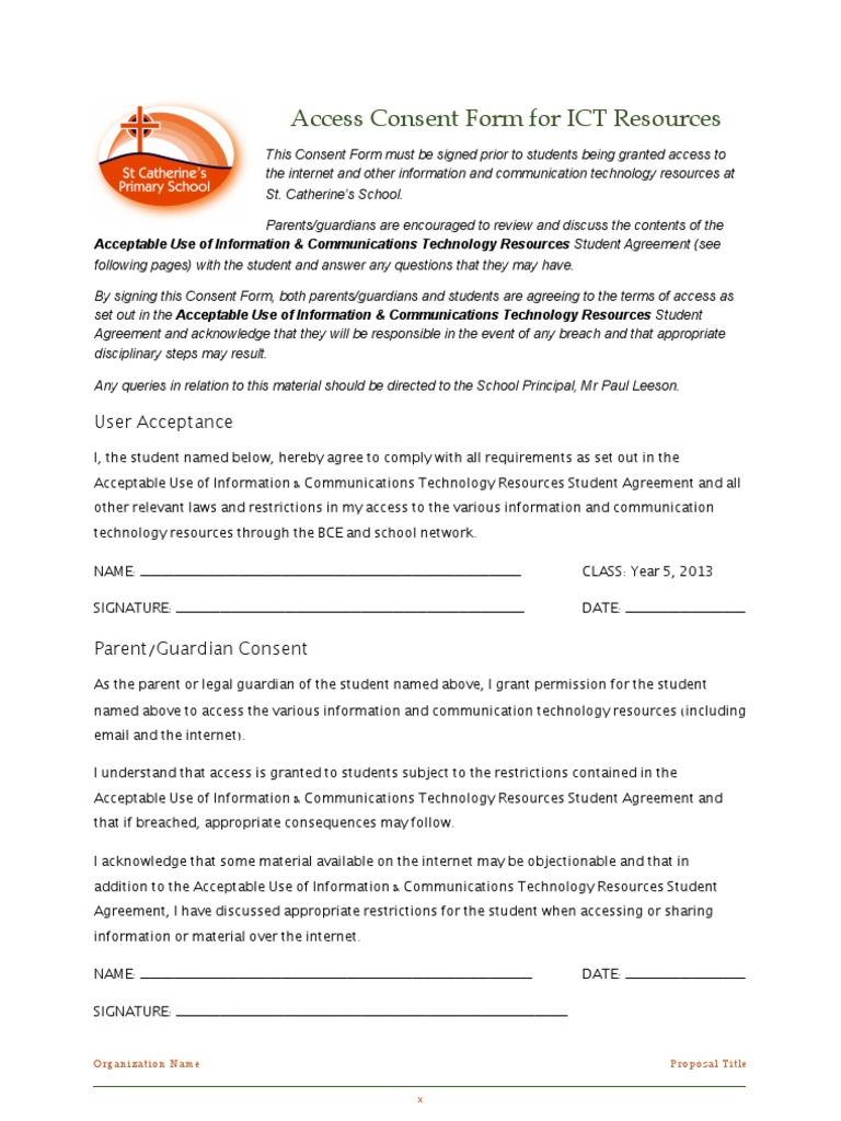 Access Consent Form ICT Resources | PDF | Computers
