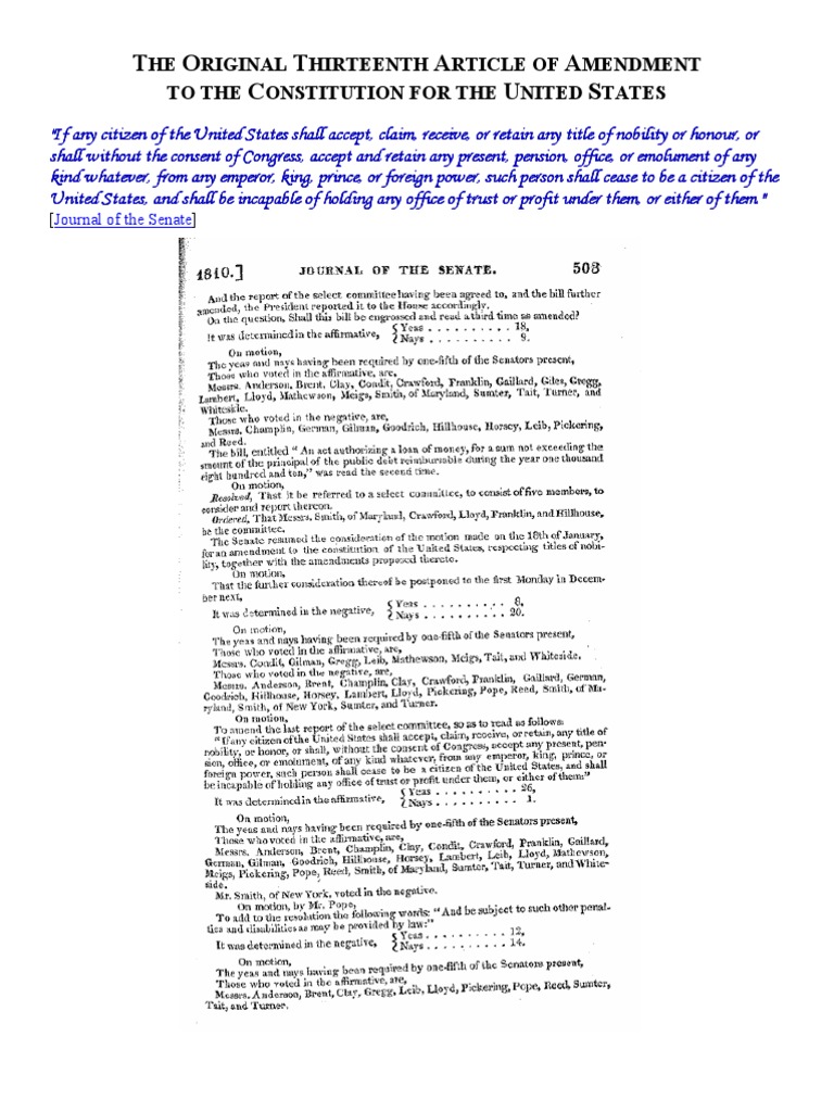 The Original 13th Amendment Explained | PDF | Barrister | Lawyer