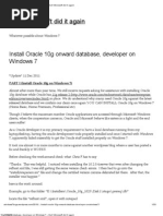 Download Install Oracle 10g onward database developer on Windows 7  Duh Microsoft did it again by Chintaan Patel SN114395637 doc pdf