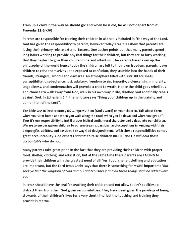 Train Up A Child In The Way He Should Go Pdf God Sin