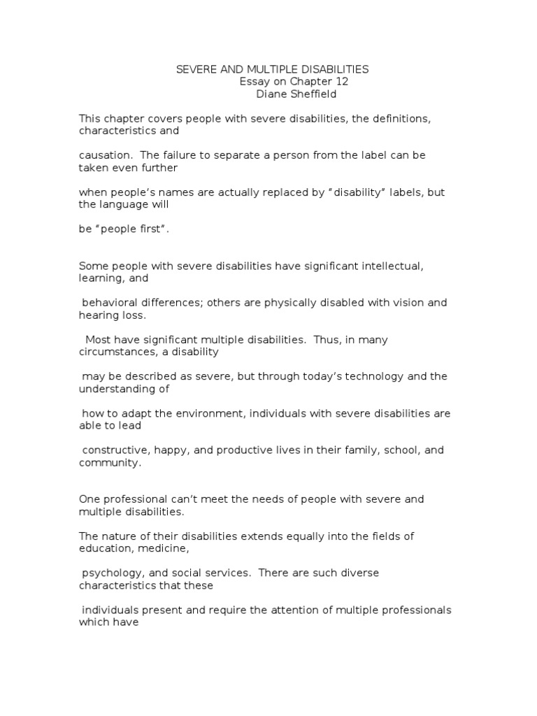 Understanding Severe and Multiple Disabilities | PDF | Disability ...