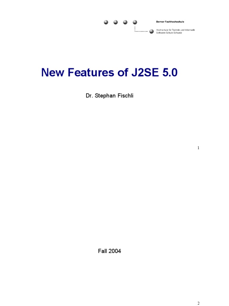 New Features of J2SE 5.0: Dr. Stephan Fischli | PDF | Java (Programming ...