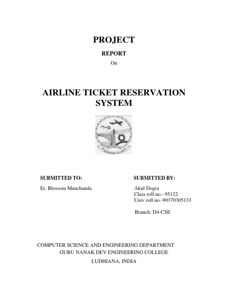 Airline Ticket Reservation System Report | PDF | Computers | Technology ...