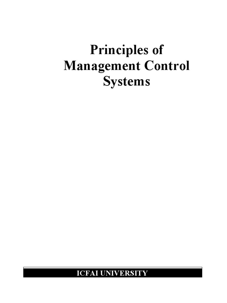 Management Control Systems Overview | PDF