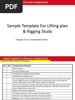 Sample Lifting Plan And Rigging Study Elevator Crane Machine