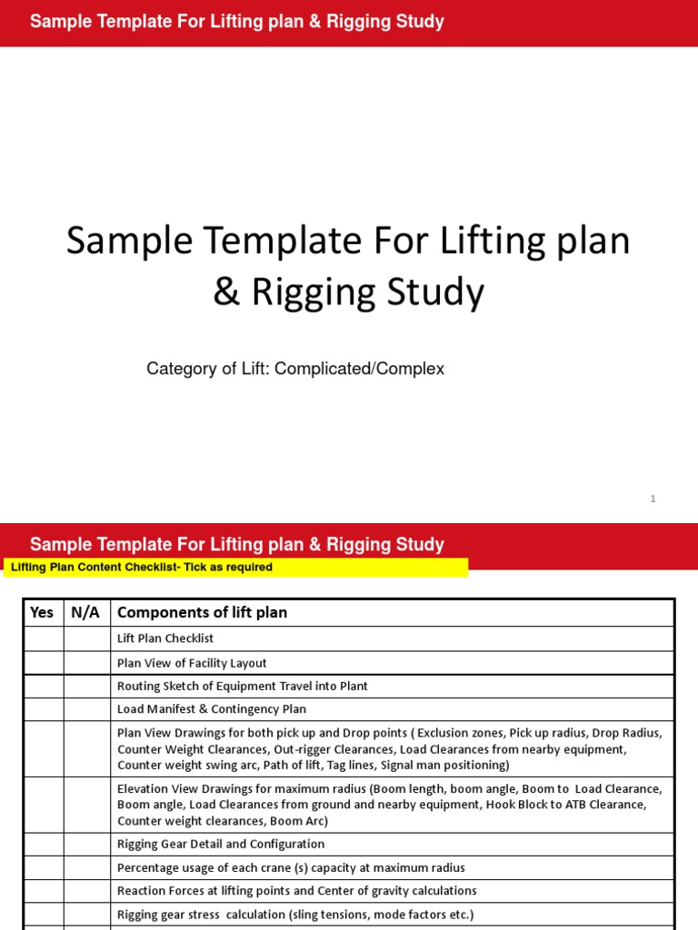 Sample Lifting Plan And Rigging Study Pdf Elevator Crane Machine