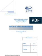 La Revue de Presse Hebdomadaire de L'observatoire de La Corruption de Transparency Maroc (N°238 Du 16 Au 23 Novembre 2012)
