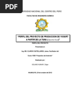 Download PERFIL DEL PROYECTO DE PRODUCCION DE YOGURT A PARTIR DE LA TUNA Opuntia ficus by Solano Huanay Aoi Edgar SN114459043 doc pdf