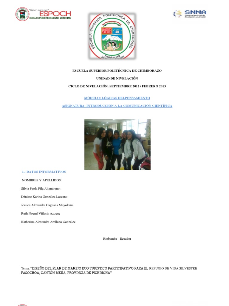 ESCUELA SUPERIOR POLITÉCNICA DE CHIMBORAZO Turismo Desarrollo