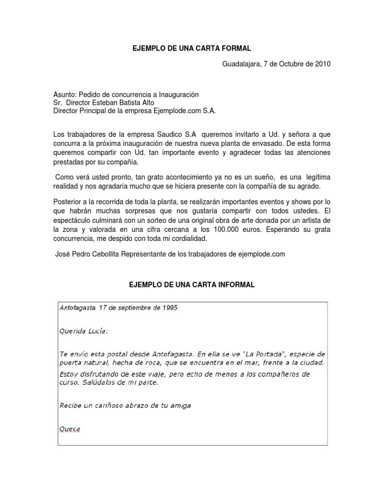 Ejemplo de Una Carta Formal