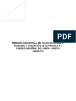 Memoria Descriptiva Del Plano de Manzaneo y Lotizacion