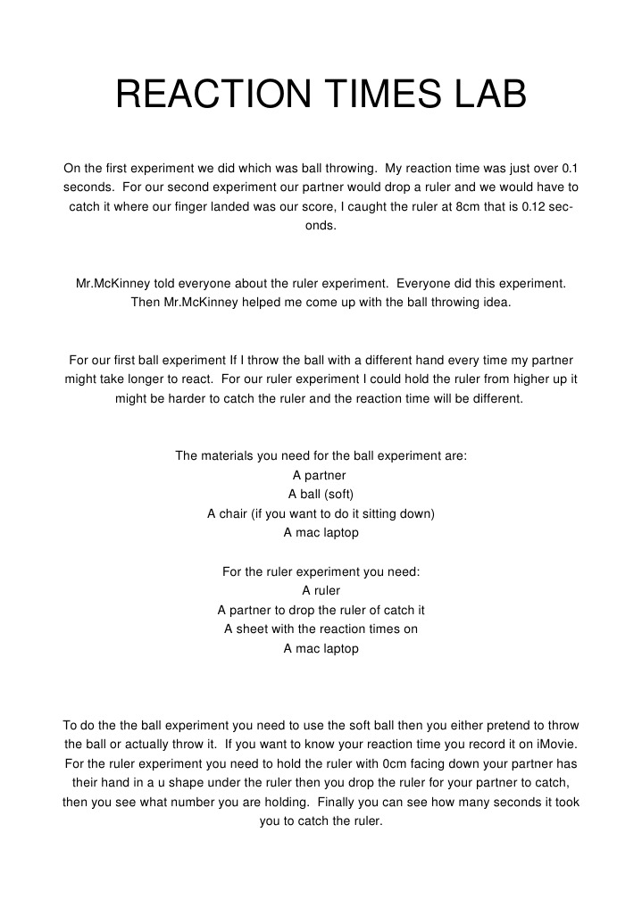 Reaction Times Lab PDF Mental Chronometry
