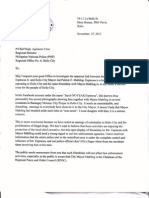 Letter To P/Chief Supt. Agrimero Cruz, PNP Regional Office 6 Regional Director