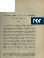 Un Texte Berbère Dans Le Dialecte Berbère Des Ait Messad - E.Laoust