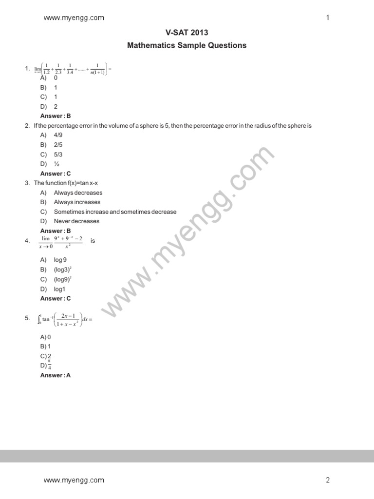 Vignan University VSAT 2013 Entrance Test Model Question Paper | PDF ...