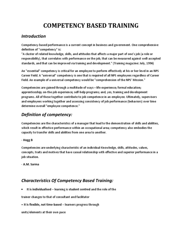Competency Based Training | PDF | Competence (Human Resources) | Employment