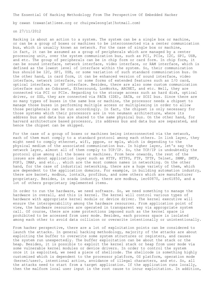 The Essential of Hacking Methodology From The Perspective of Embedded ...