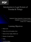 Introduction to Legal System of Trinidad and Tobago