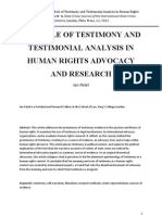 'The Role of Testimony and Testimonial Analysis in Human Rights Advocacy and Research' in State Crime: Journal of The International State Crime Initiative, Pluto Press, 1.2, Autumn 2012.