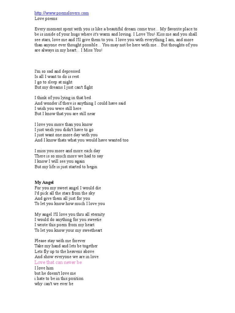 Love Poems Pdf Feeling Guardian Angel