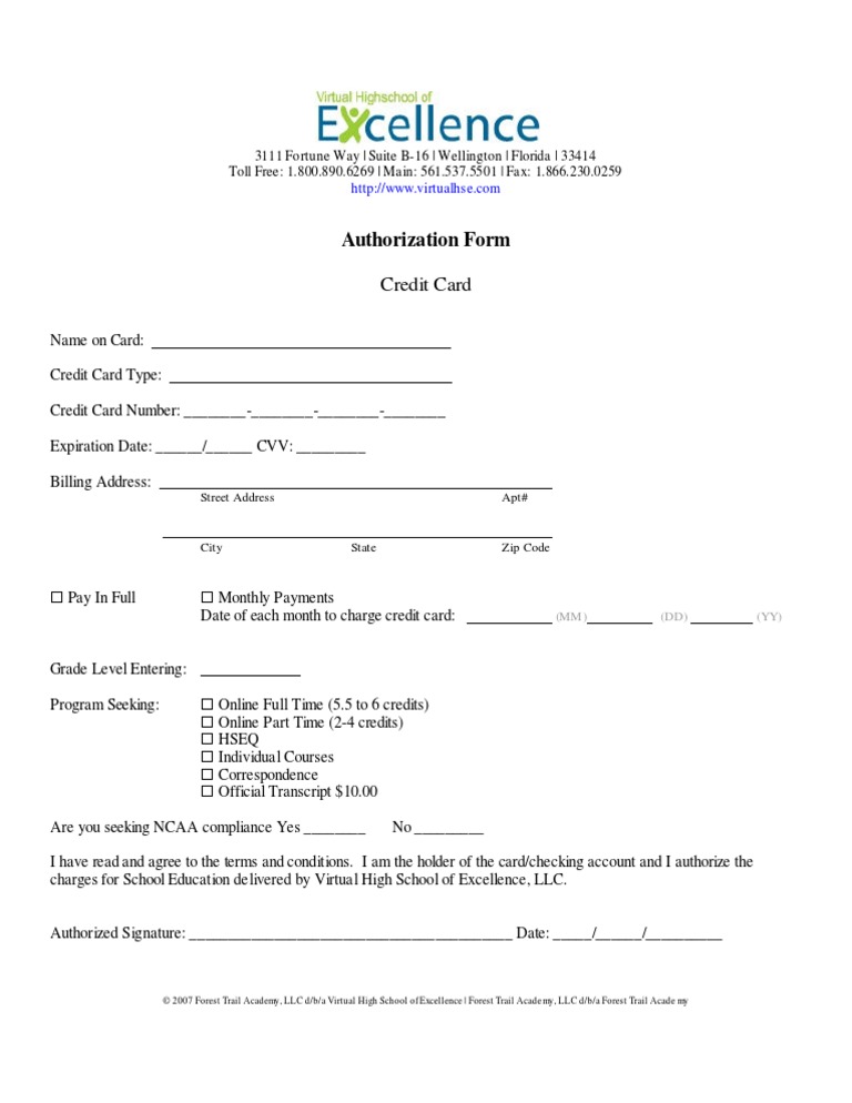 VHSE Authorization Form | PDF | Career & Growth