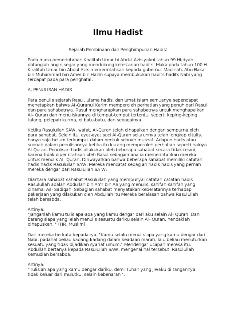 Contoh Hadits Mutawatir Beserta Sanad Matan Dan Perawinya Berbagai Contoh