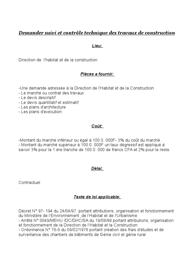Suivi et contrôle technique des travaux | PDF
